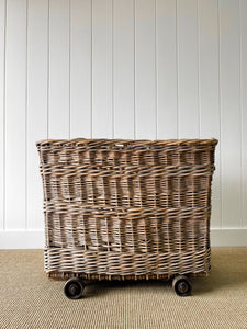 A Large Antique English Mill Basket Cart