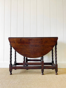 A Charming Antique English Country Oak Drop Leaf Gate Leg Table With Drawer c1780