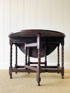 A Charming Antique English Country Oak Drop Leaf Gate Leg Table With Drawer c1780