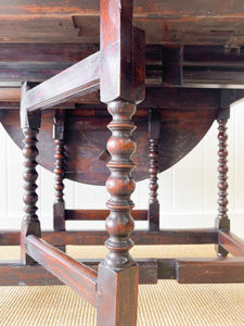 A Charming Antique English Country Oak Drop Leaf Gate Leg Table With Drawer c1780