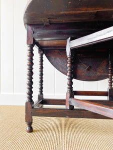 A Charming Antique English Country Oak Drop Leaf Gate Leg Table With Drawer c1780