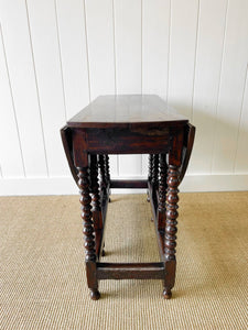 A Charming Antique English Country Oak Drop Leaf Gate Leg Table With Drawer c1780