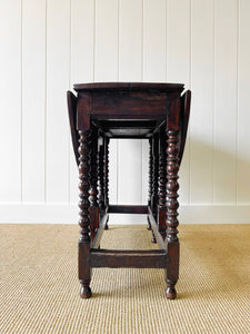 A Charming Antique English Country Oak Drop Leaf Gate Leg Table With Drawer c1780