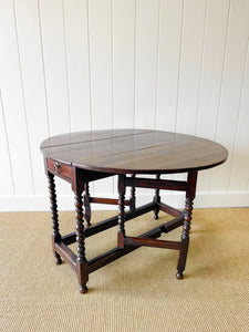 A Charming Antique English Country Oak Drop Leaf Gate Leg Table With Drawer c1780