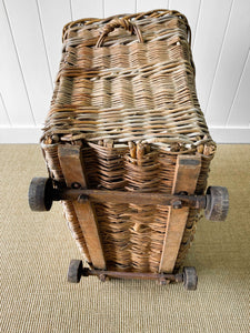 A Large Antique English Mill Basket Cart