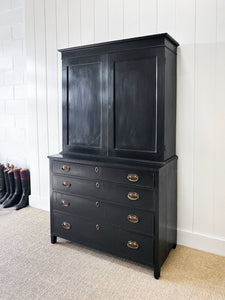 An Early 19th Century Ebonized Mahogany English Bank of Drawers