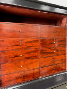 An Early 19th Century Ebonized Mahogany English Bank of Drawers