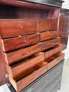 An Early 19th Century Ebonized Mahogany English Bank of Drawers