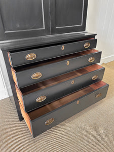 An Early 19th Century Ebonized Mahogany English Bank of Drawers