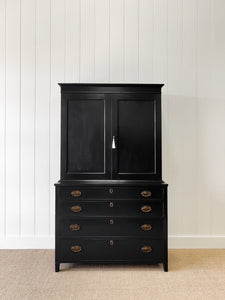 An Early 19th Century Ebonized Mahogany English Bank of Drawers