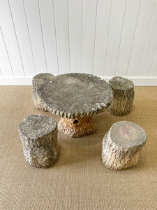 A Delightful Faux Bois  Garden Table and 4 Stools