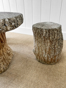 A Delightful Faux Bois  Garden Table and 4 Stools