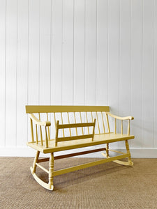 A 19th Century Rocking Bench in a Happy Yellow Paint