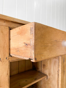 A Monumental English Country Pine Sideboard Buffet c1860