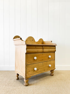 An English Pine Chest of Drawers Dresser with Gallery c1880