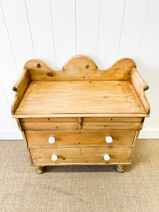 An English Pine Chest of Drawers Dresser with Gallery c1880