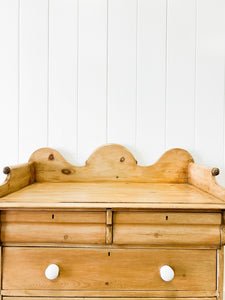 An English Pine Chest of Drawers Dresser with Gallery c1880