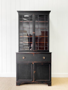 An Early 19th Century Ebonized English Secretary Bookcase