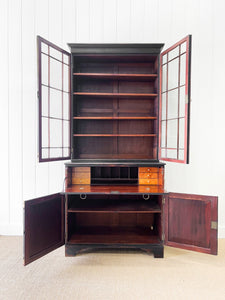 An Early 19th Century Ebonized English Secretary Bookcase