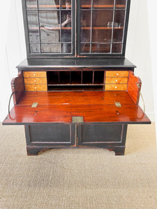 An Early 19th Century Ebonized English Secretary Bookcase