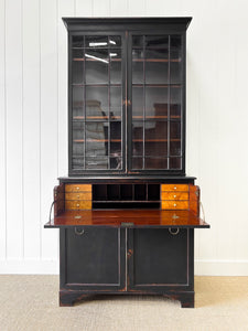 An Early 19th Century Ebonized English Secretary Bookcase