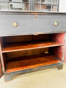 An Early 19th Century Ebonized English Secretary Bookcase