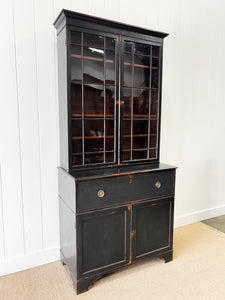 An Early 19th Century Ebonized English Secretary Bookcase