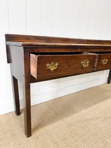 An Antique English 7 ft George III English Country Oak Hall Table or Sideboard