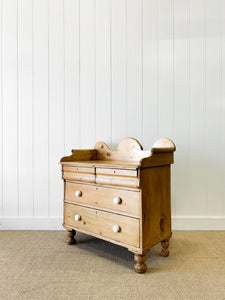 An English Pine Chest of Drawers Dresser with Gallery c1880