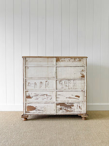 A Large English Pine Chest of Drawers Dresser with Wooden Knobs on Tulip Feet c1890