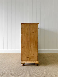 A Large English Pine Chest of Drawers Dresser with Wooden Knobs on Tulip Feet c1890