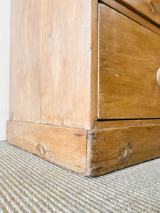 A Large  English Pine Chest of Drawers Dresser with Wooden Knobs  c1890