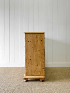 A Large English Pine Chest of Drawers Dresser with Wooden Knobs on Tulip Feet c1890