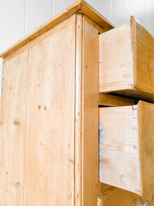 A Large English Pine Chest of Drawers Dresser with Wooden Knobs on Tulip Feet c1890