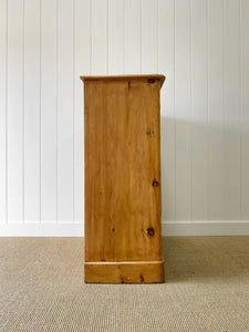 A Large  English Pine Chest of Drawers Dresser with Wooden Knobs  c1890