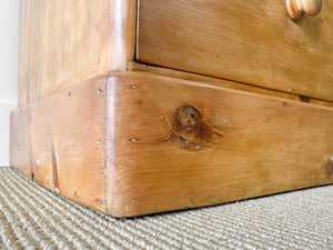 A Large  English Pine Chest of Drawers Dresser with Wooden Knobs  c1890