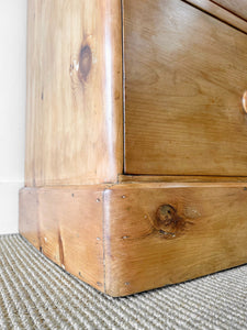 A Large  English Pine Chest of Drawers Dresser with Wooden Knobs  c1890