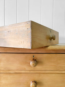 A Large  English Pine Chest of Drawers Dresser with Wooden Knobs  c1890