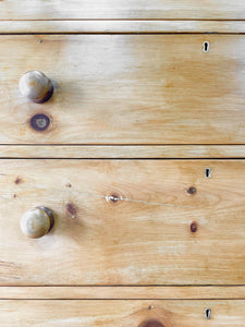 A Large  English Pine Chest of Drawers Dresser with Wooden Knobs  c1890