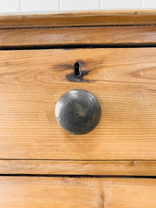 A Large  English Pine Chest of Drawers Dresser with Wooden Knobs on Tulip Feet c1890