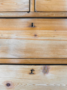 A Large  English Pine Chest of Drawers Dresser with Wooden Knobs on Tulip Feet c1890