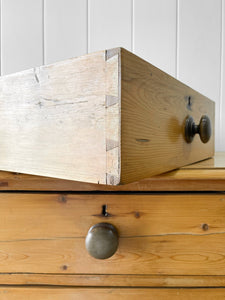 A Large  English Pine Chest of Drawers Dresser with Wooden Knobs on Tulip Feet c1890