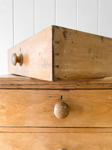 A Large  English Pine Chest of Drawers Dresser with Wooden Knobs  c1890