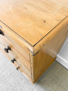 A Large  English Pine Chest of Drawers Dresser with Wooden Knobs on Tulip Feet c1890