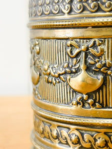 Victorian Embossed Brass String Box c1890