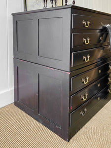 A Large English Ebonized Architects Chest of Drawers Dresser c1900