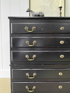 A Large English Ebonized Architects Chest of Drawers Dresser c1900