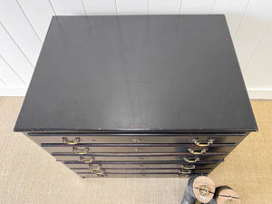 A Large English Ebonized Architects Chest of Drawers Dresser c1900