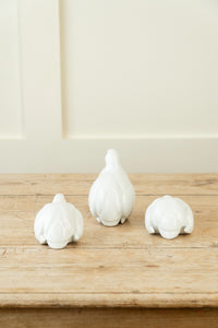 Arita Hirado White Porcelain Bird Quail Figurines