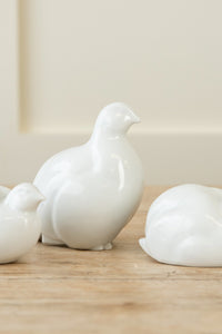 Arita Hirado White Porcelain Bird Quail Figurines